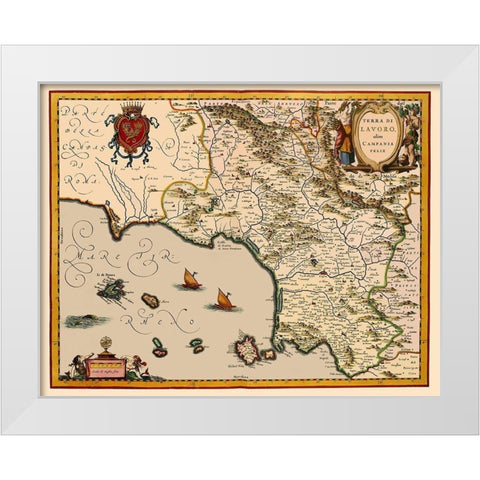 Livorno Region Italy - Blaeu 1640 White Modern Wood Framed Art Print by Blaeu
