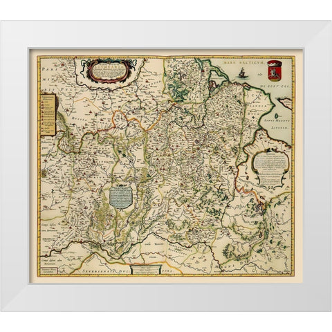 Eastern Europe Lithuania - Blaeu 1648 White Modern Wood Framed Art Print by Blaeu