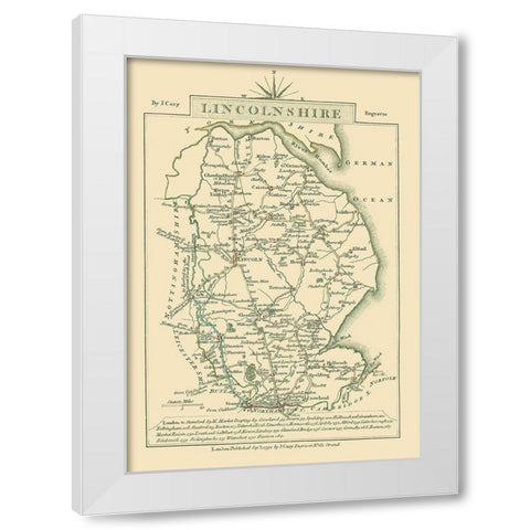 Lincolnshire County England - Cary 1792 White Modern Wood Framed Art Print by Cary