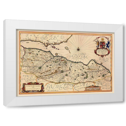 Lothian Region Scotland - Blaeu 1640 White Modern Wood Framed Art Print by Blaeu