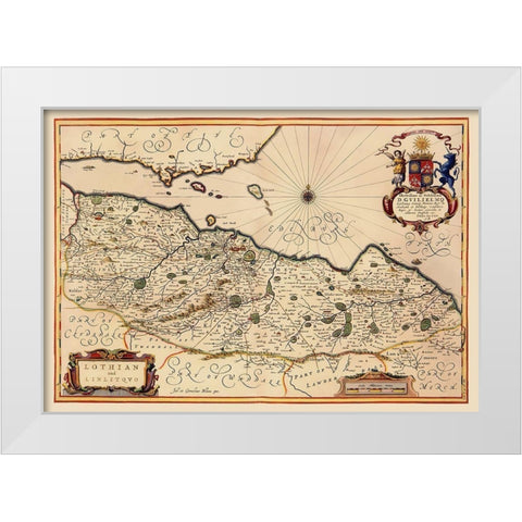 Lothian Region Scotland - Blaeu 1640 White Modern Wood Framed Art Print by Blaeu