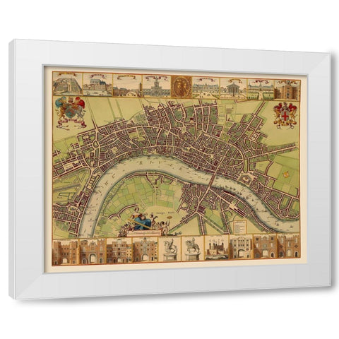 London England - Hollar 1688 White Modern Wood Framed Art Print by Hollar