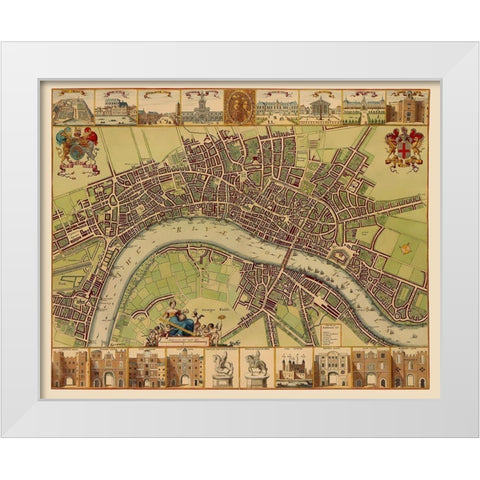 London England - Hollar 1688 White Modern Wood Framed Art Print by Hollar