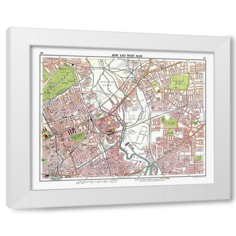 Bow West Ham London UK - Bartholomew 1921 White Modern Wood Framed Art Print by Bartholomew