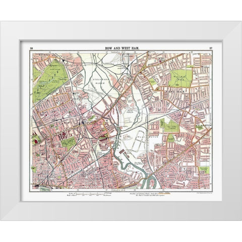 Bow West Ham London UK - Bartholomew 1921 White Modern Wood Framed Art Print by Bartholomew