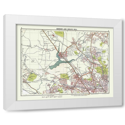 Hendon Childs Hill London UK - Bartholomew 1921 White Modern Wood Framed Art Print by Bartholomew