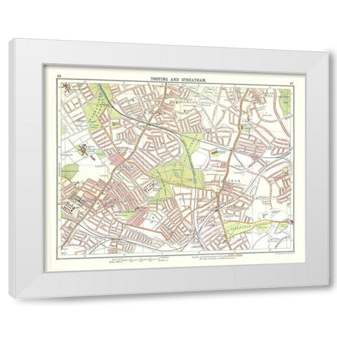 Tooting Streatham London UK - Bartholomew 1921 White Modern Wood Framed Art Print by Bartholomew
