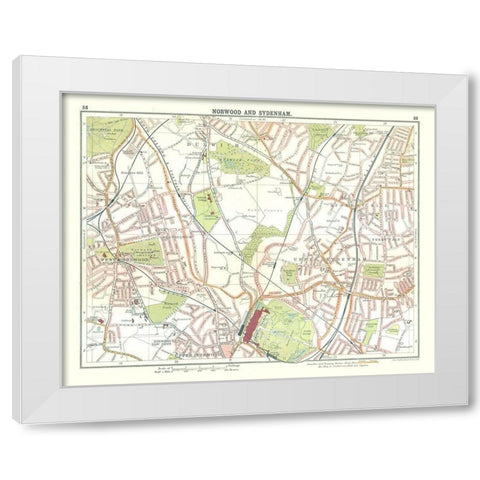 Norwood Sydenham London UK  - Bartholomew 1921 White Modern Wood Framed Art Print by Bartholomew