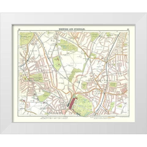 Norwood Sydenham London UK  - Bartholomew 1921 White Modern Wood Framed Art Print by Bartholomew