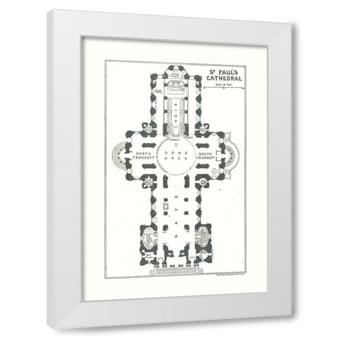 Saint Pauls Cathedral London UK - Bartholomew 1921 White Modern Wood Framed Art Print by Bartholomew