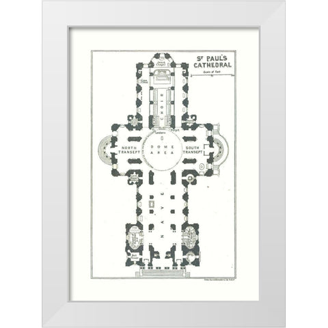 Saint Pauls Cathedral London UK - Bartholomew 1921 White Modern Wood Framed Art Print by Bartholomew
