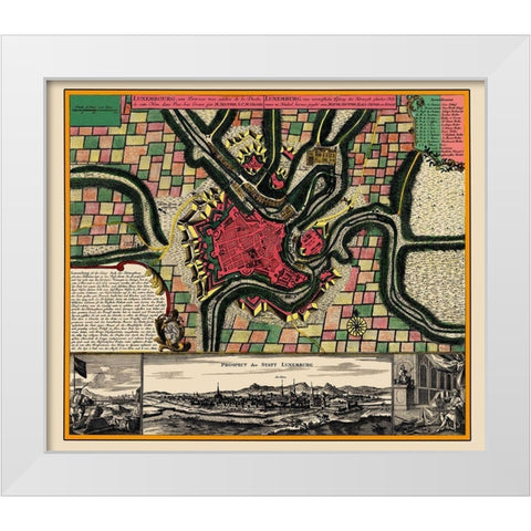 Benelux Luxembourg - Seutter 1730 White Modern Wood Framed Art Print by Seutter