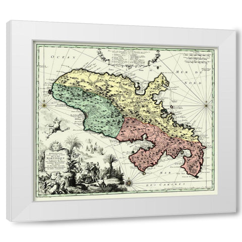 Caribbean Martinique Winward Islands - Seutter White Modern Wood Framed Art Print by Seutter