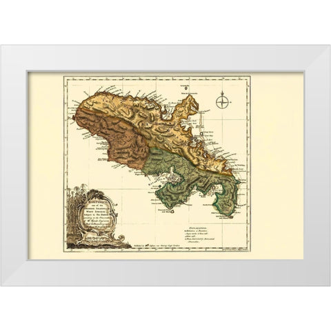 Caribbean Martinique - Jefferys 1760 White Modern Wood Framed Art Print by Jefferys