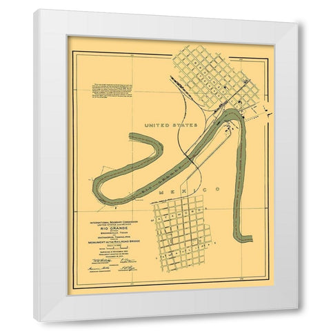 Rio Grande Border Matamoros Mexico United States White Modern Wood Framed Art Print by Peters