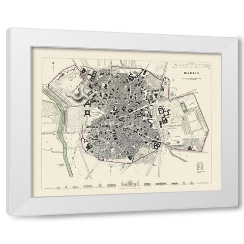 Iberian Peninsula Madrid Spain - Baldwin 1831 White Modern Wood Framed Art Print by Baldwin