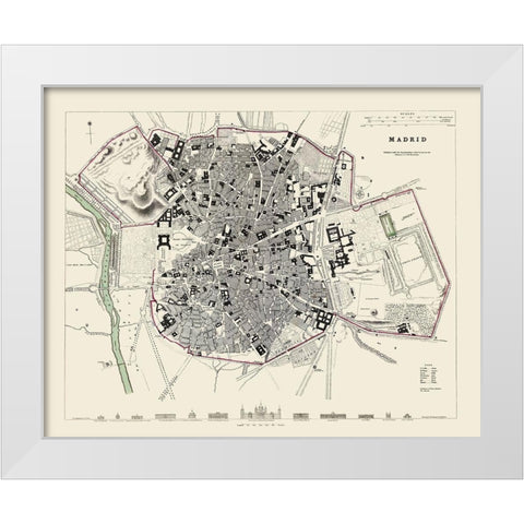 Iberian Peninsula Madrid Spain - Baldwin 1831 White Modern Wood Framed Art Print by Baldwin