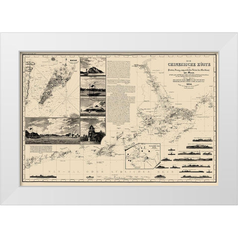 Macau Hong Kong Region China Nautical White Modern Wood Framed Art Print by Perthes