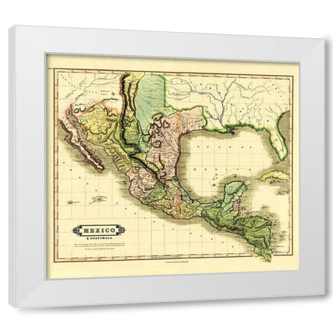 Mexico Guatemala - Lizars 1831 White Modern Wood Framed Art Print by Lizars
