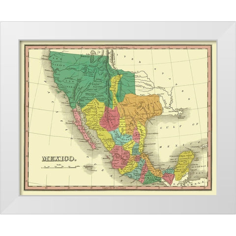 Territories Mexico - Finley 1831 White Modern Wood Framed Art Print by Finley