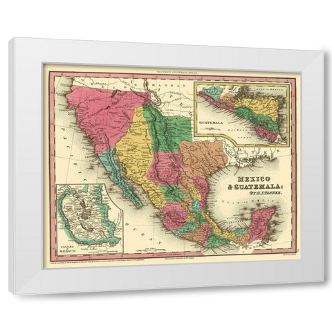 North America Mexico Guatemala - Tanner 1834 White Modern Wood Framed Art Print by Tanner