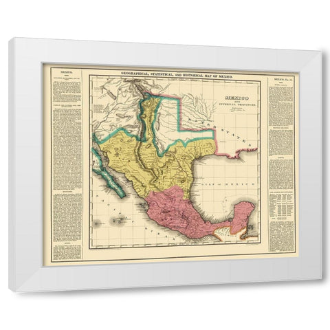 Internal Provinces Mexico - Young 1822 White Modern Wood Framed Art Print by Young