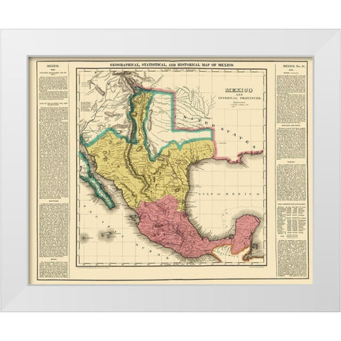 Internal Provinces Mexico - Young 1822 White Modern Wood Framed Art Print by Young
