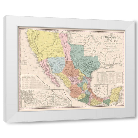 United States Mexico - Tanner 1847 White Modern Wood Framed Art Print by Tanner