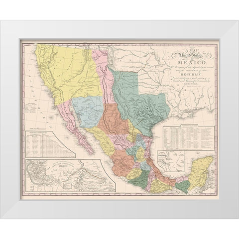 United States Mexico - Tanner 1847 White Modern Wood Framed Art Print by Tanner