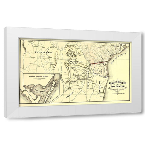 Corpus Christi Rio Grande Railway Mexico US White Modern Wood Framed Art Print by Bien