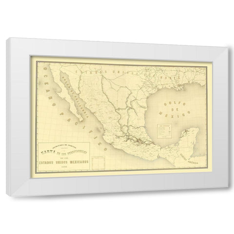 Railroads Mexico - Hermanos 1890 White Modern Wood Framed Art Print by Hermanos