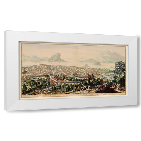 Panoramic Mexico City Mexico - Ogilby 1671 White Modern Wood Framed Art Print by Ogilby