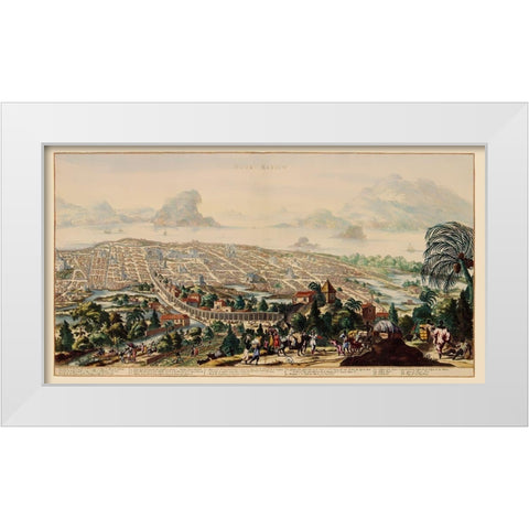 Panoramic Mexico City Mexico - Ogilby 1671 White Modern Wood Framed Art Print by Ogilby