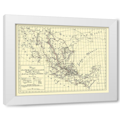 Telegraphs Mexico - Labadie 1884 White Modern Wood Framed Art Print by Labadie