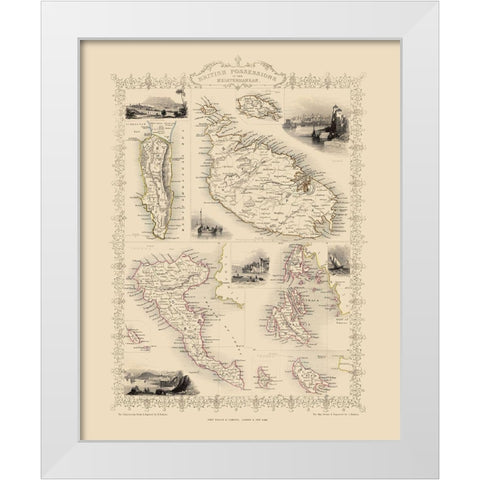 British Possessions Mediterranean Malta White Modern Wood Framed Art Print by Tallis