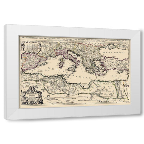Mediterranean Sea Region - Berry 1685 White Modern Wood Framed Art Print by Berry
