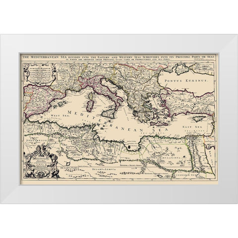 Mediterranean Sea Region - Berry 1685 White Modern Wood Framed Art Print by Berry