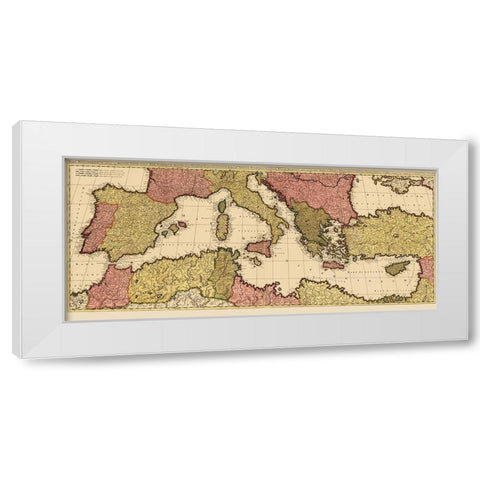 Mediterranean Sea Region - Valck 1695 White Modern Wood Framed Art Print by Valck