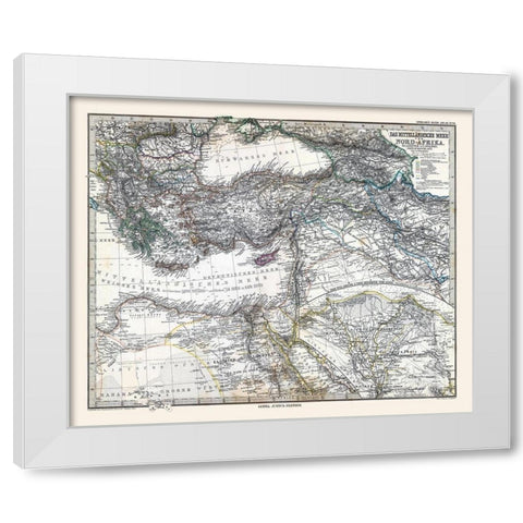 Eastern Mediterranean Sea North Africa White Modern Wood Framed Art Print by Stieler