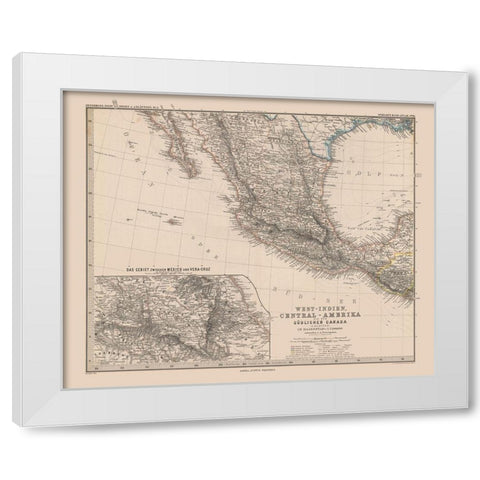 Moon Surface Mexico - Stieler 1885 White Modern Wood Framed Art Print by Stieler