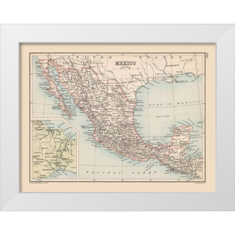 Guatemala Mexico - Bartholomew 1892 White Modern Wood Framed Art Print by Bartholomew