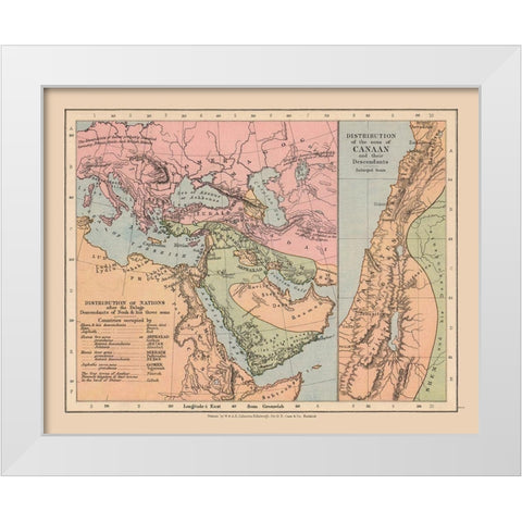 Population after Deluge Middle East - Case 1878 White Modern Wood Framed Art Print by Case
