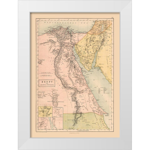 Middle East Egypt Arabia - Black 1867 White Modern Wood Framed Art Print by Black