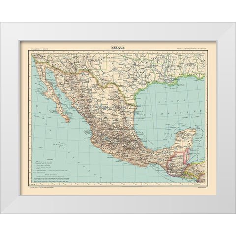 Mexico - Schrader 1908 White Modern Wood Framed Art Print by Schrader