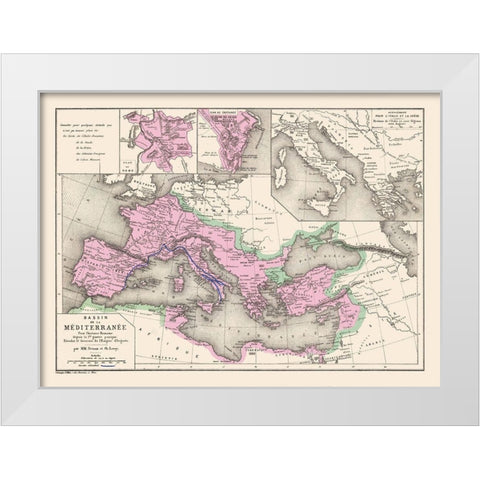 Mediterranean Basin Europe - Drioux 1882 White Modern Wood Framed Art Print by Drioux