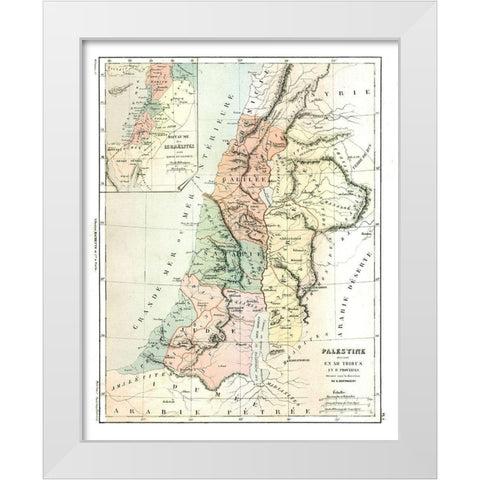 Middle East Palestine Kingdom of Israel White Modern Wood Framed Art Print by Cortambert