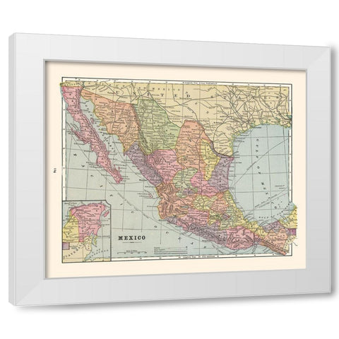 Mexico - Cram 1892 White Modern Wood Framed Art Print by Cram
