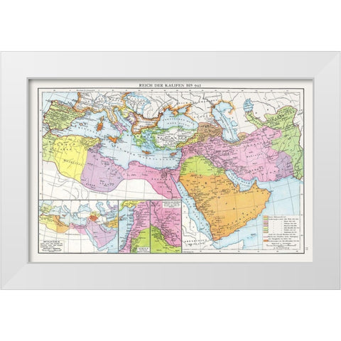 Middle East Caliphate to 945 - Droysen 1886 White Modern Wood Framed Art Print by Droysen