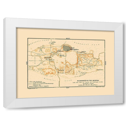 Memphis Egypt Africa - Baedeker 1913 White Modern Wood Framed Art Print by Baedeker