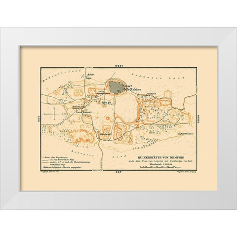 Memphis Egypt Africa - Baedeker 1913 White Modern Wood Framed Art Print by Baedeker